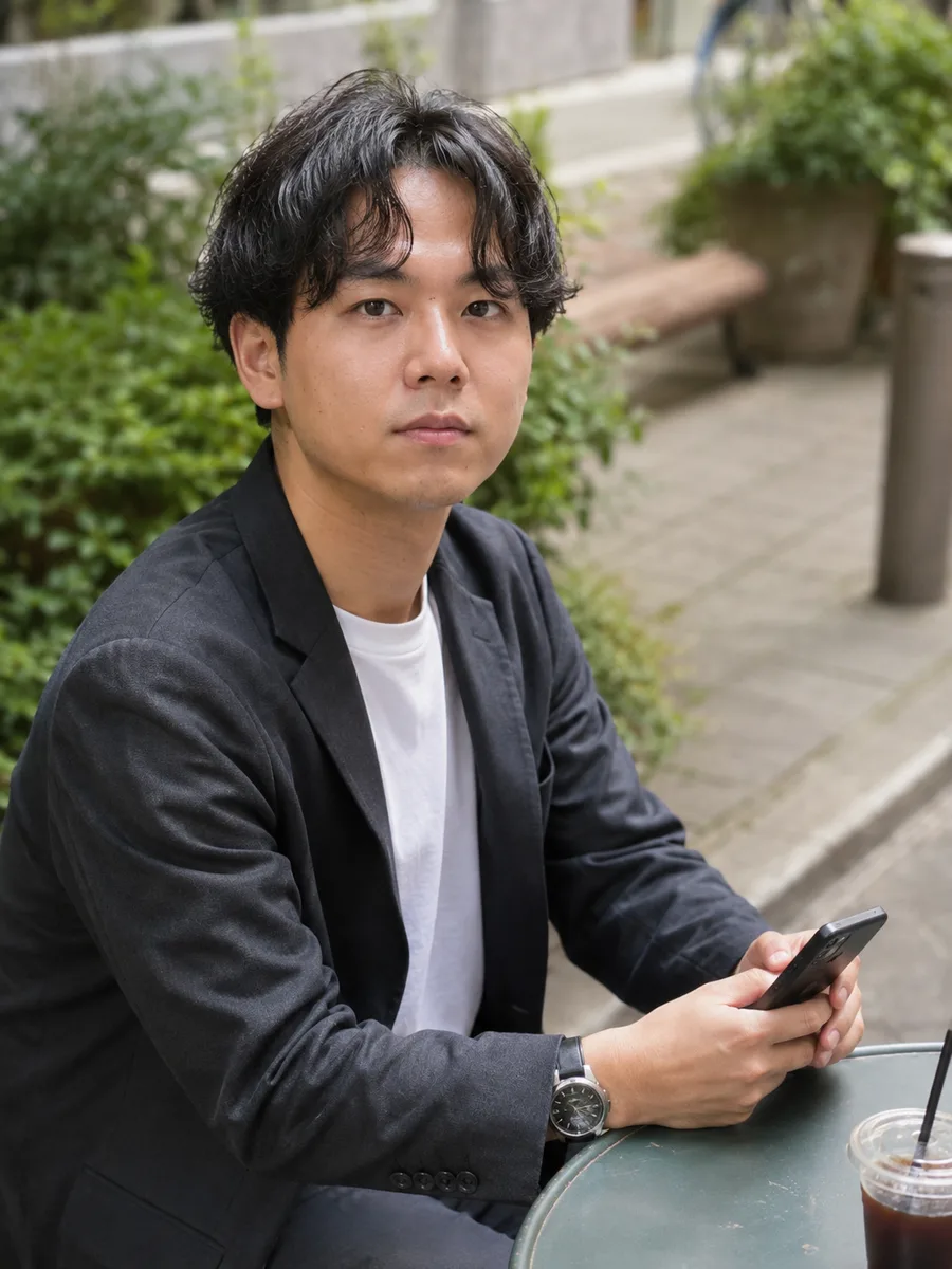 ジャケットを着て、かしこまって撮ってもらった写真