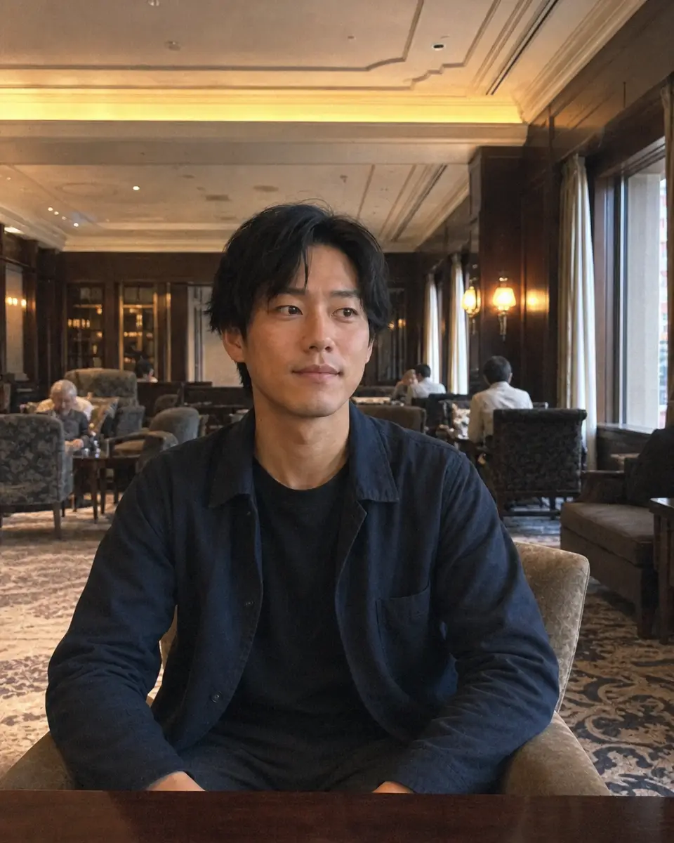 ホテルラウンジで撮ったような写真の例（間接光・静か）